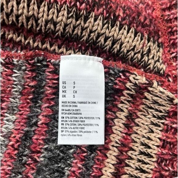 American Eagle Striped Waterfall Sweater Cardigan Size S Burgundy Pink Women’s - Picture 8 of 16